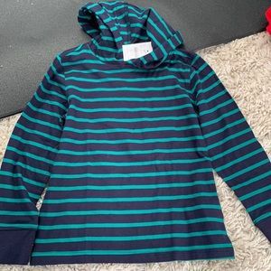 NWT Crewcuts Navy and Green Stripe Hoodie Tee Long Sleeve Size XS